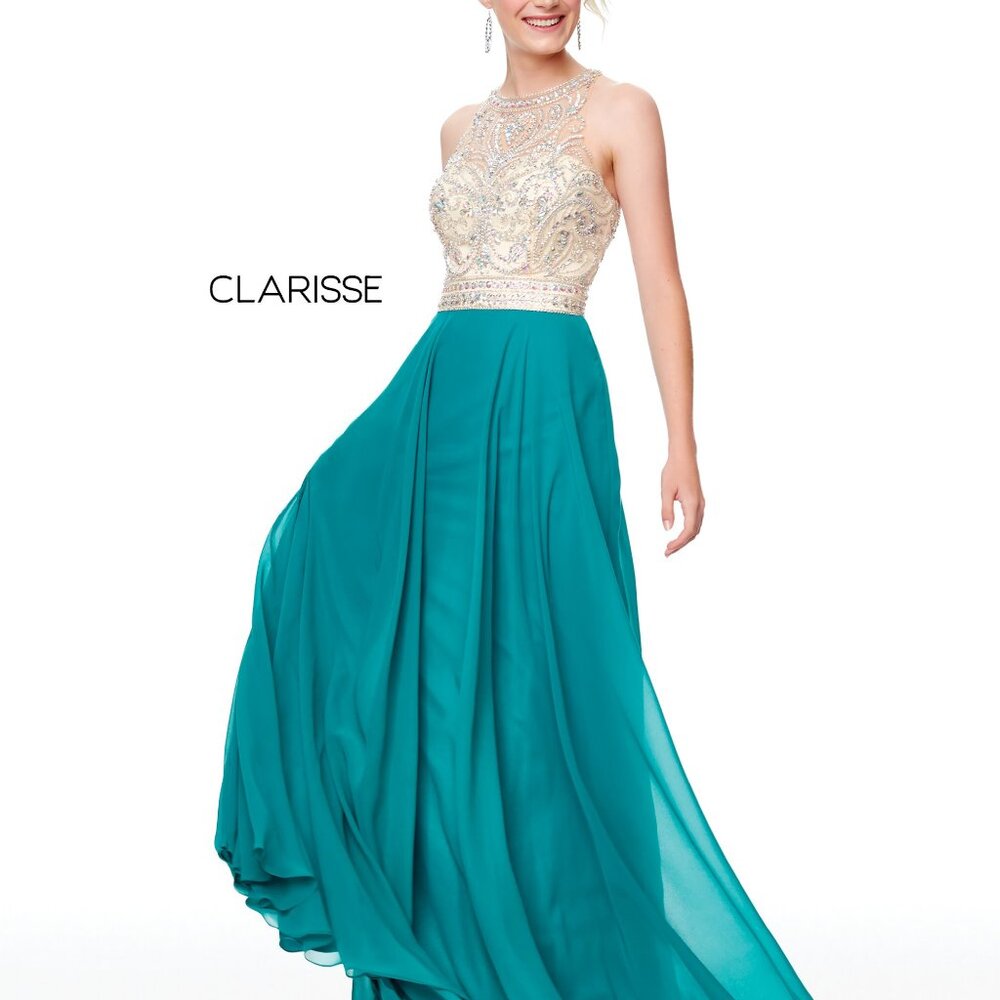Clarisse - Emerald Green Beaded A-Line Prom Gown - Style 3465 - Size 6 - NWT - Picture 10 of 10
